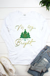 Merry &amp; Bright Christmas Tree Cut Out Long Sleeve T Shirt