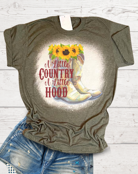 A Little Country A Little Hood Boots Bleached Dye Canvas Girlie T Shirt
