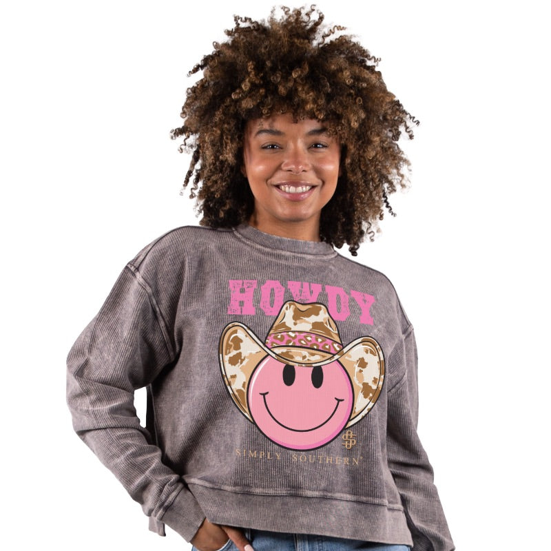 SALE Simply Southern Cow Hat Long Sleeve Crew Sweatshirt