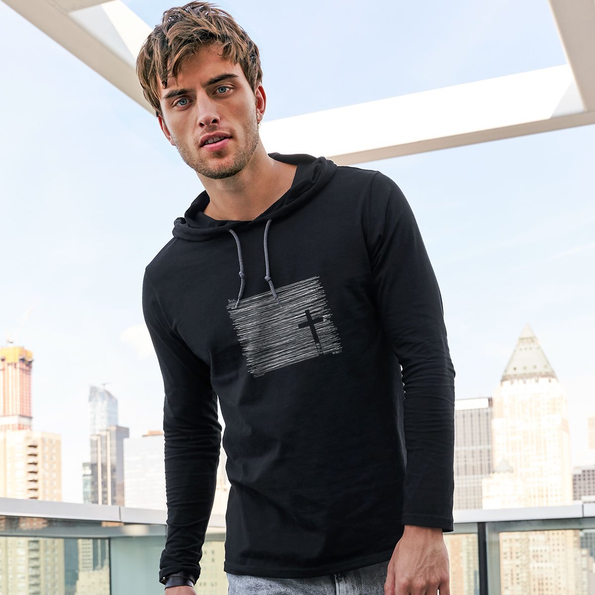 Kerusso Cross Seek Unisex Christian Long Sleeve Hoodie T Shirt