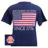 Girlie Girl Anchored in Hope Anchor American Flag Patriotic Comfort Colors True Navy Bright T Shirt