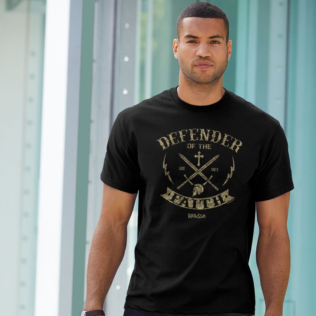 Kerusso Defender of the Faith Christian Unisex Bright T Shirt
