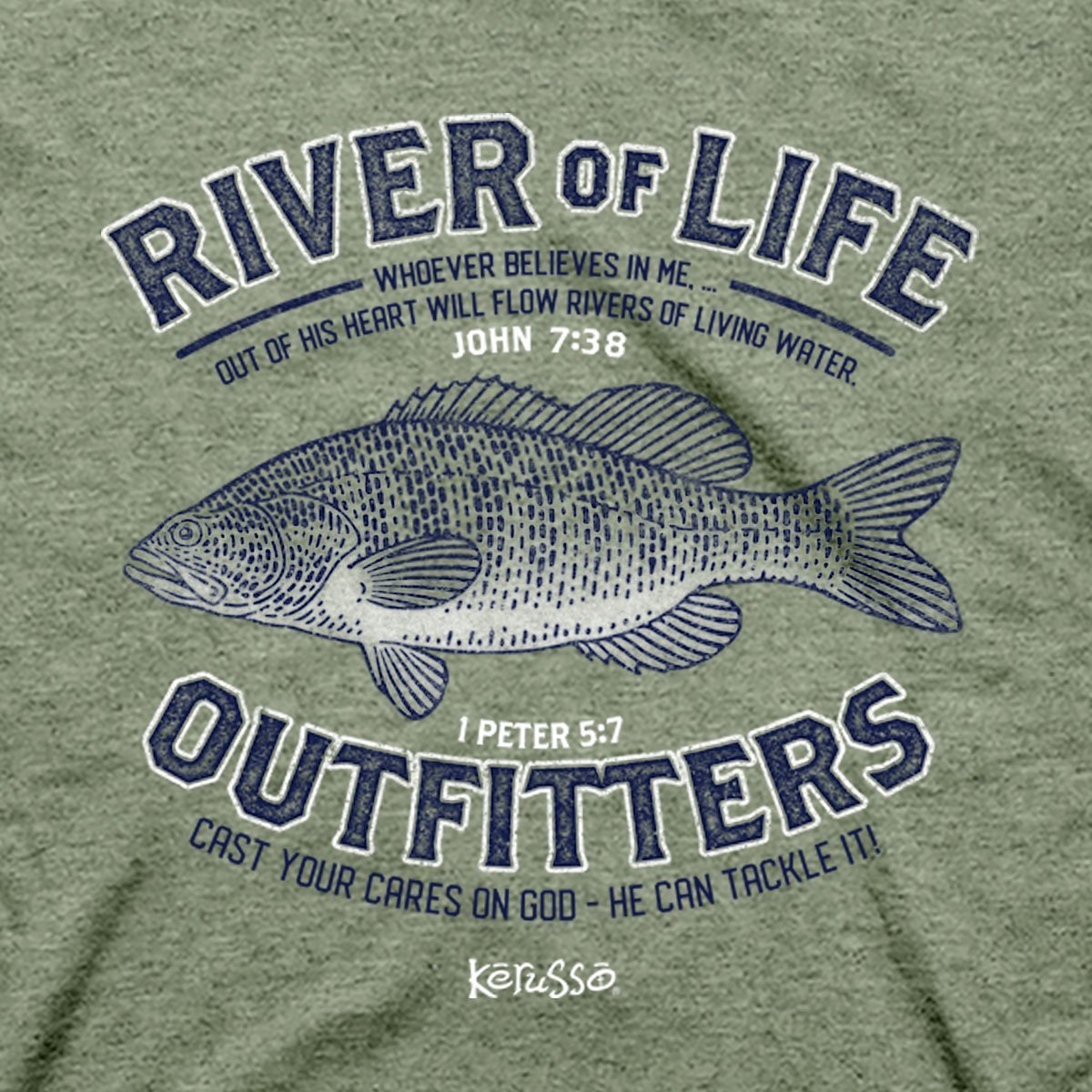 Kerusso Christian T-Shirt Fishing River Medium / Heather Military