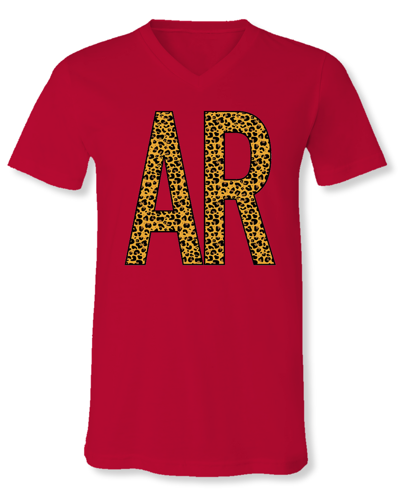 Sassy Frass Arkansas Leopard V-Neck Canvas T-Shirt