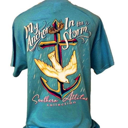 Southern Attitude Preppy Anchor In The Storm Blue T-Shirt
