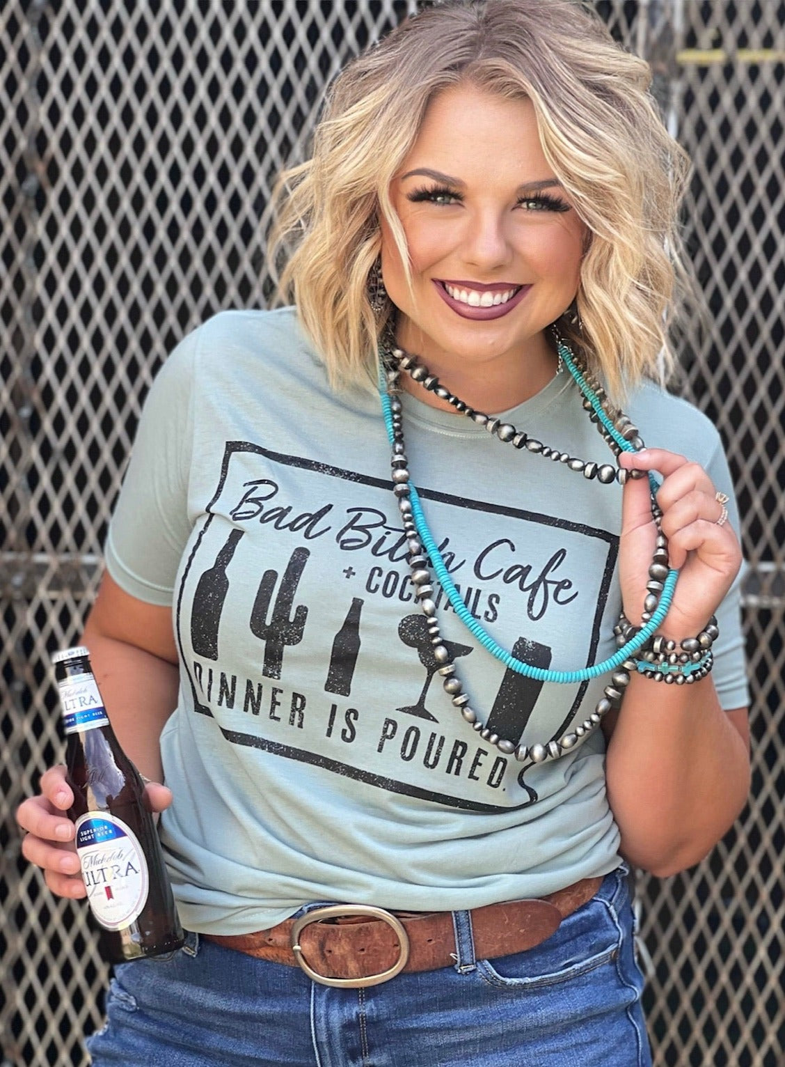 Texas True Threads Bad Bitch Cafe Canvas T-Shirt