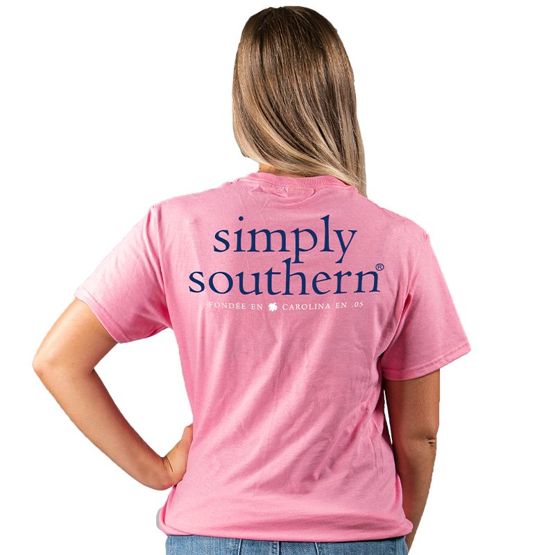 SALE Simply Southern Preppy Classic Basic  Logo Flamingo T-Shirt