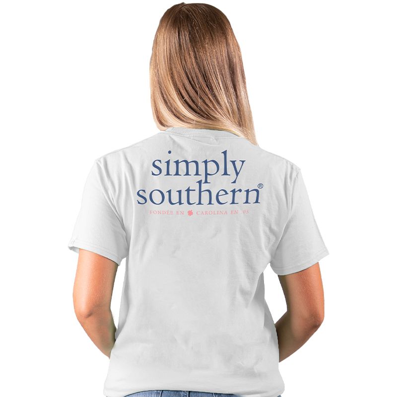 SALE Simply Southern Preppy Classic Basic  Logo White T-Shirt