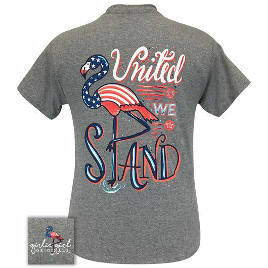 Girlie Girl Originals Preppy United We Stand Flamingo Flag T-Shirt