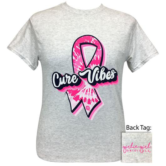 Girlie Girl Originals Preppy Cure Vibes Breast Cancer T-Shirt