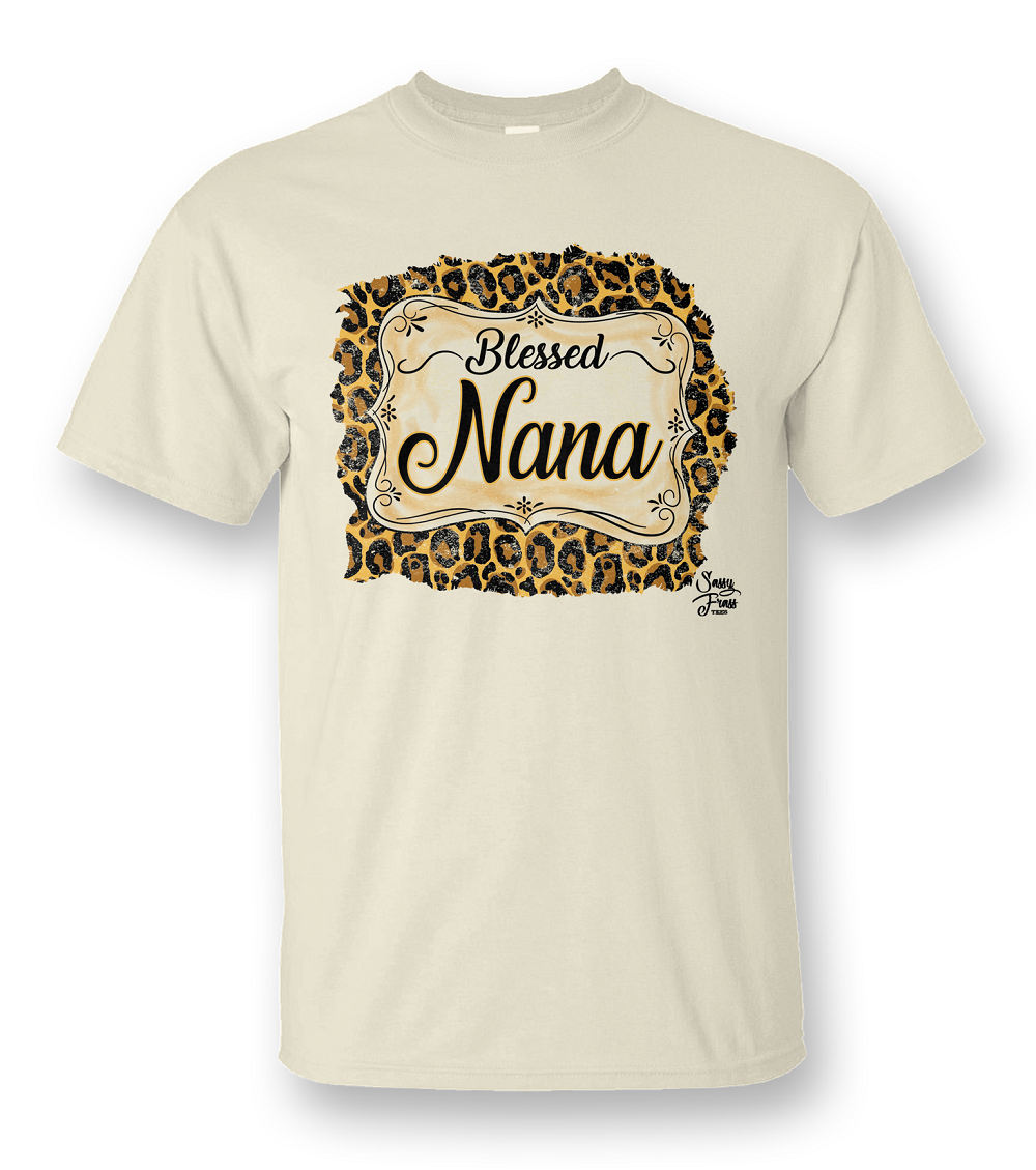 Sassy Frass Blessed Nana Leopard Front Print Bright Girlie T Shirt
