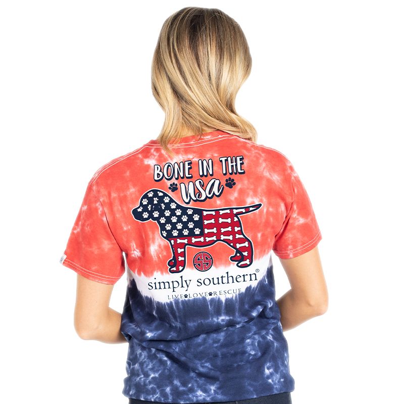 SALE Simply Southern Preppy Bone In The USA Tie Dye T-Shirt