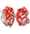 Large Rhinestone Leopard &amp; Lips Kiss Print Hair Bow