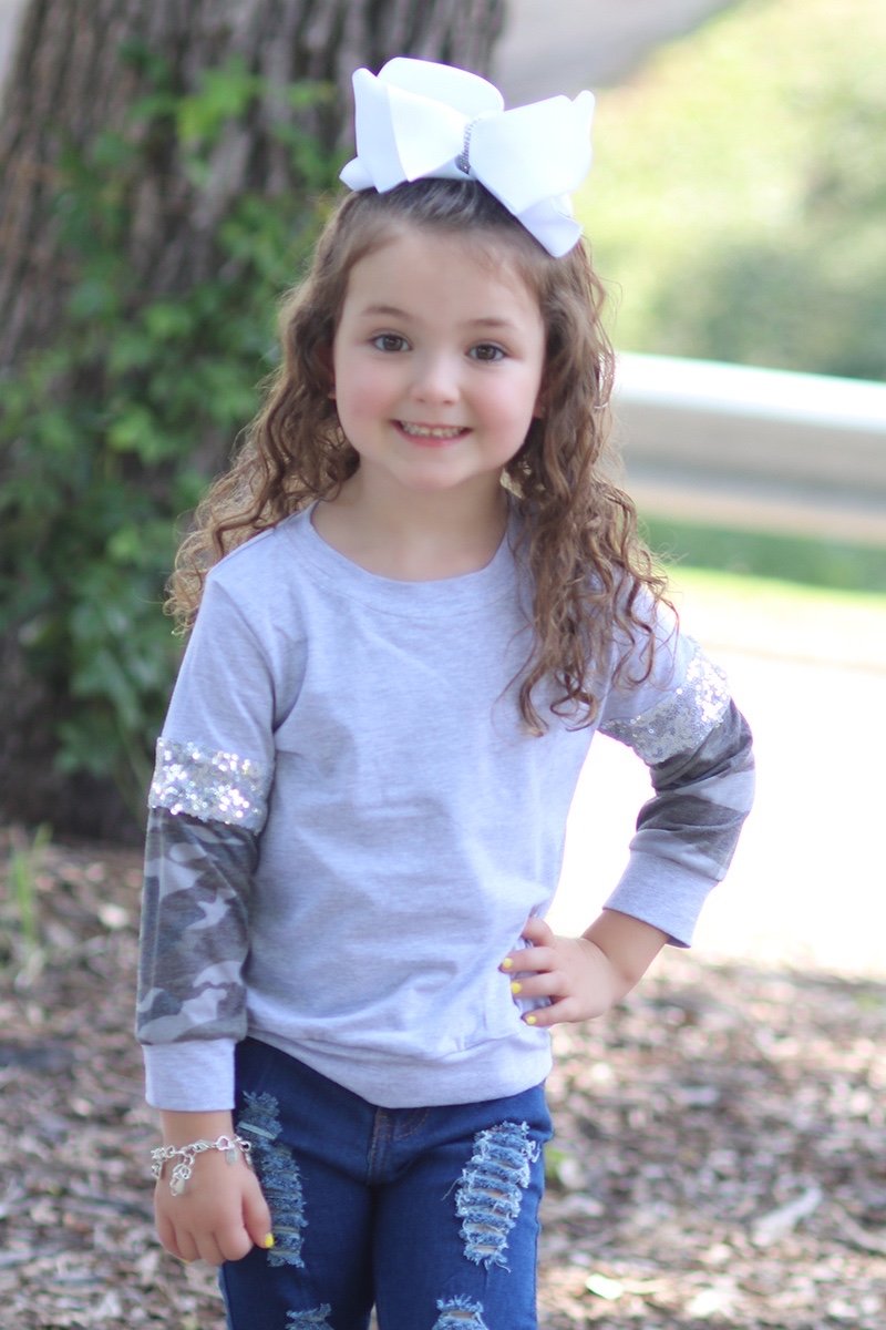 Mommy &amp; Me Baby Youth Camo Sequins Long Sleeve T Shirt