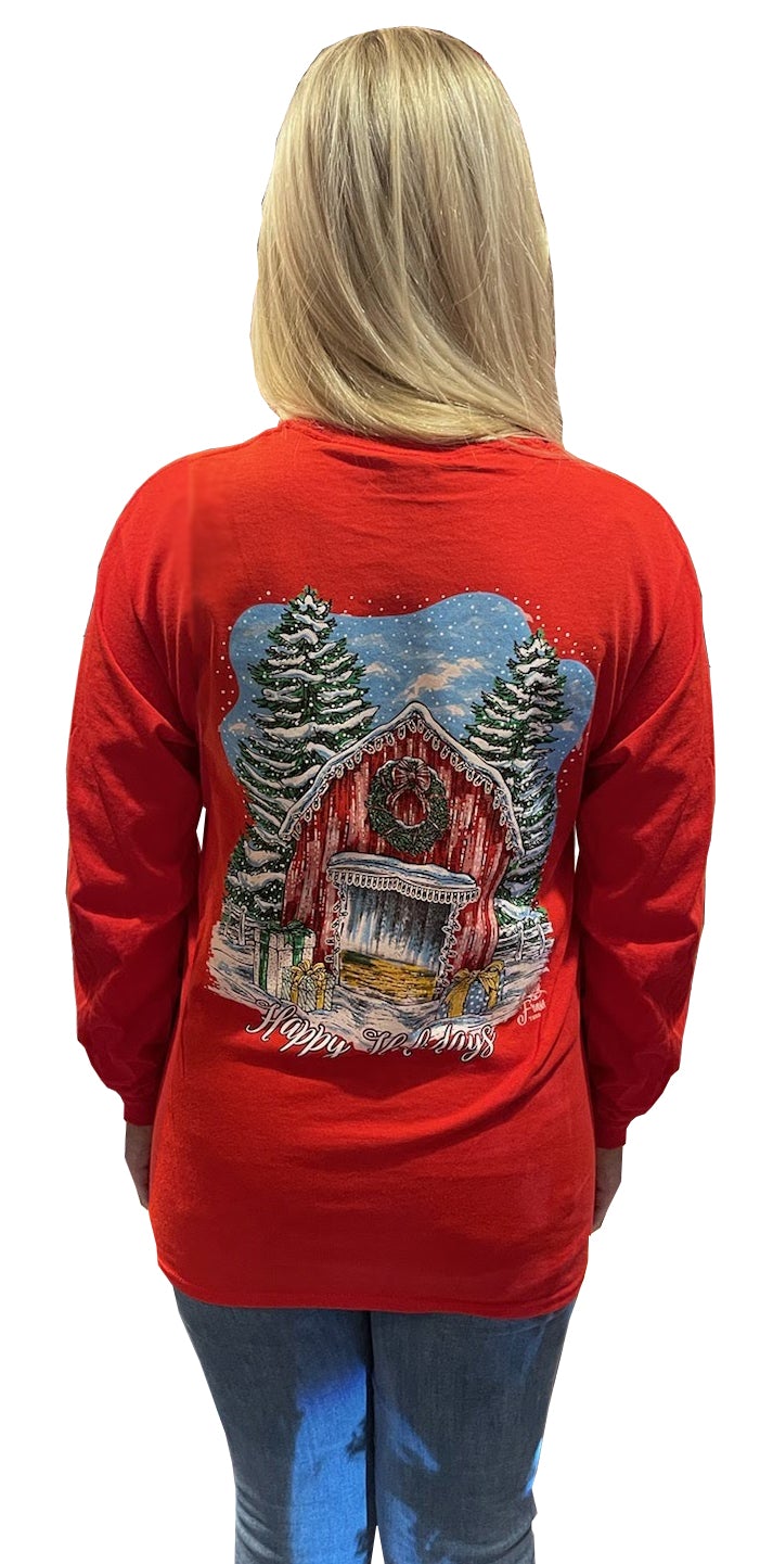 SALE Sassy Frass Christmas Barn Long Sleeve T-Shirt