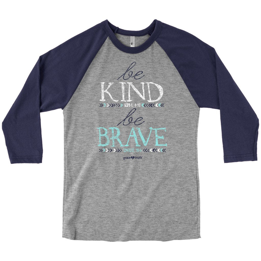 Cherished Girl Grace &amp; Truth Be Kind &amp; Be Brave Christian Long Sleeve Raglan T Shirt