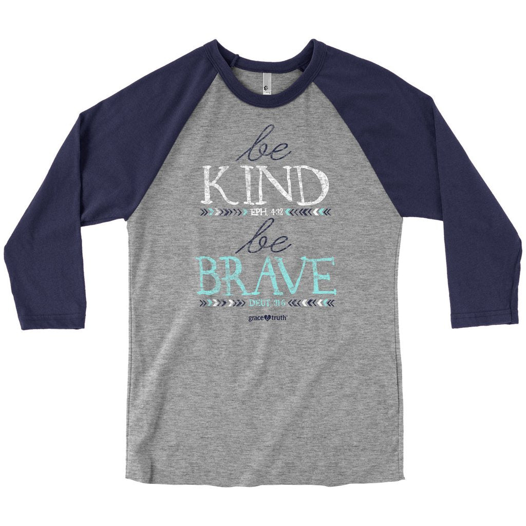 Cherished Girl Grace & Truth Be Kind & Be Brave Christian Long Sleeve Raglan T Shirt