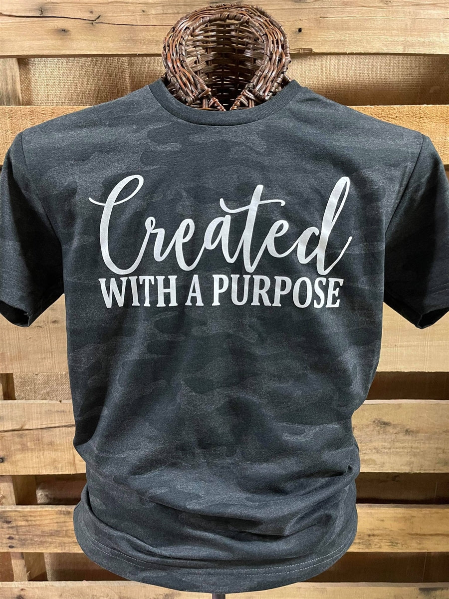 Southern Chics Apparel Created with a Purpose Camo Canvas Girlie Bright T Shirt
