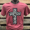 Southern Chics Apparel Leopard Cross Canvas T Shirt