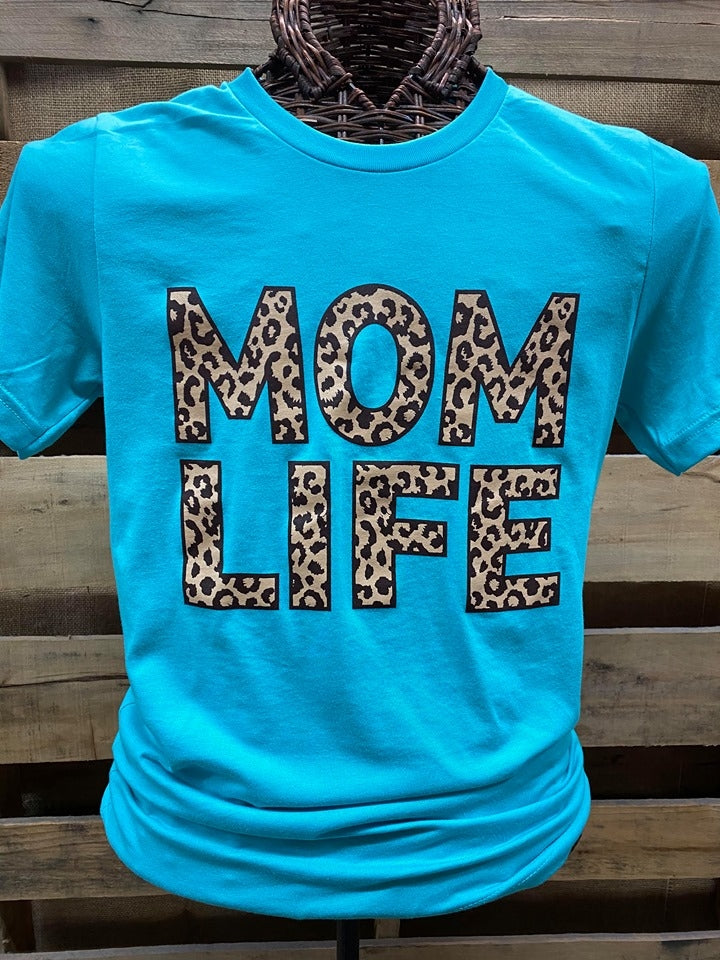Southern Chics Apparel Mom Life Leopard Canvas Girlie Bright T Shirt