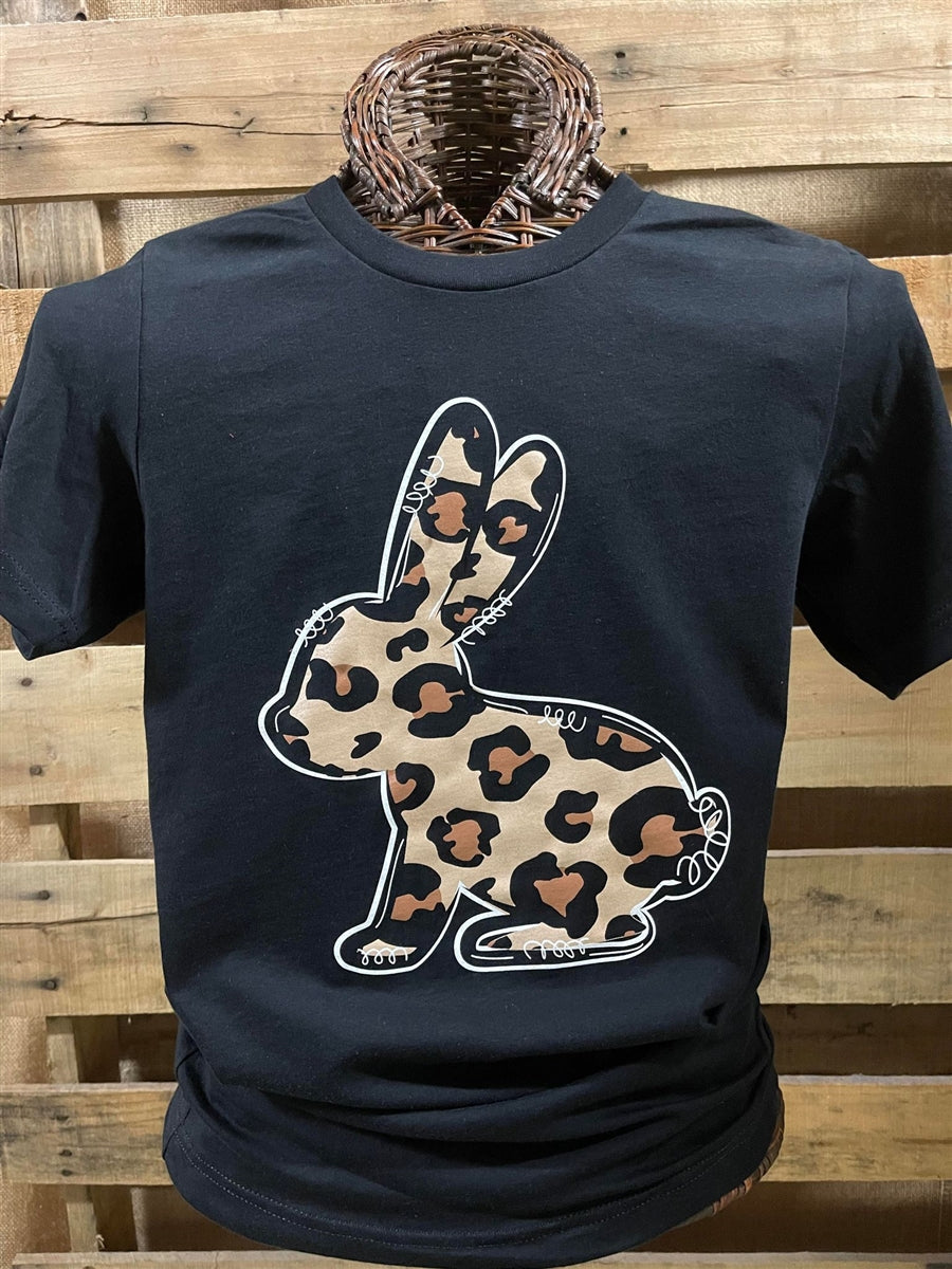 Southern Chics Leopard Easter Bunny Canvas T-Shirt