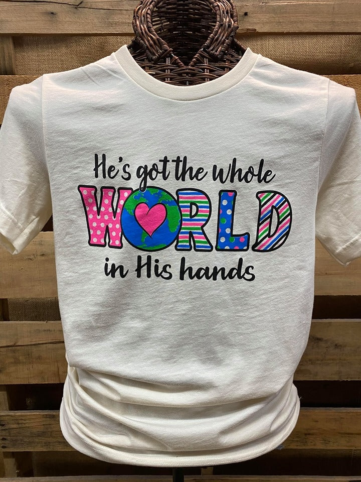 Southern Chics Apparel He's Got the Whole World in His Hands Canvas T Shirt