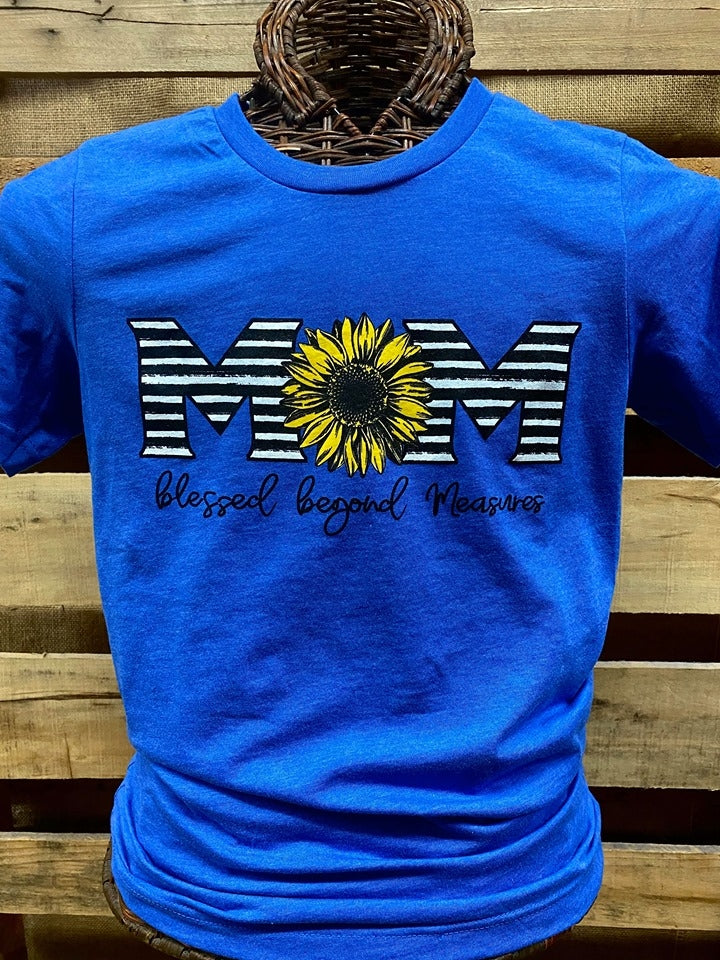 Southern Chics Apparel Mama Sunflower Blessed Beyond Measure Mom Canvas Girlie Bright T Shirt