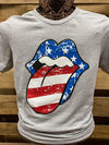 SALE Southern Chics Apparel USA American Flag Lip Canvas Bright T Shirt