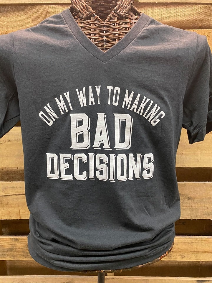 Southern Chics Apparel On My Way to Make Bad Decisions Canvas V-Neck Bright T Shirt