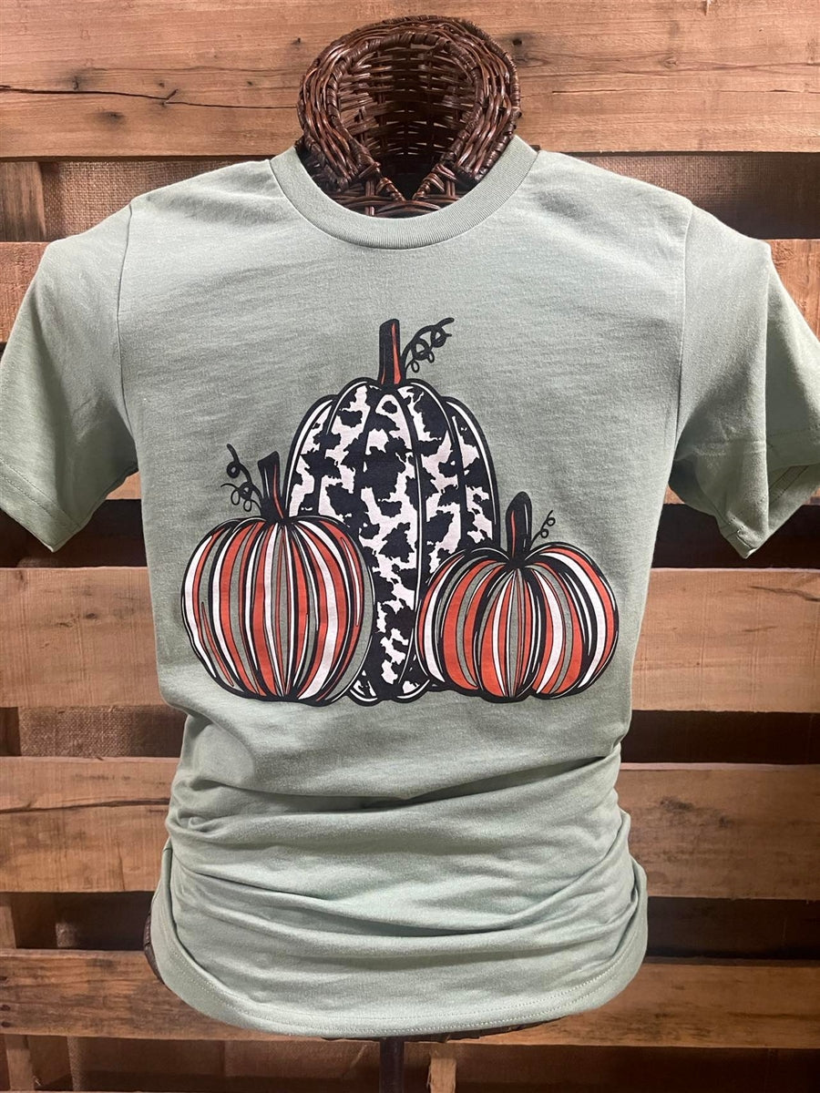 Southern Chics Apparel Cowhide 3 Pumpkin Canvas T-Shirt