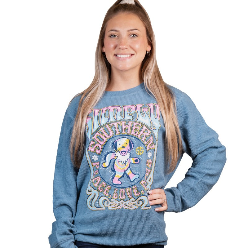 SALE Simply Southern Peace Love Dog Long Sleeve Crew Sweatshirt