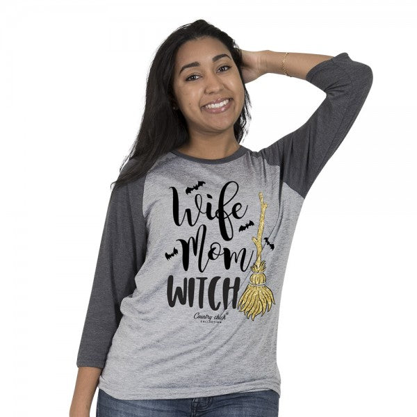 Country Chick By Simply Southern Wife Mom Witch Fall Long Sleeve T-Shirt