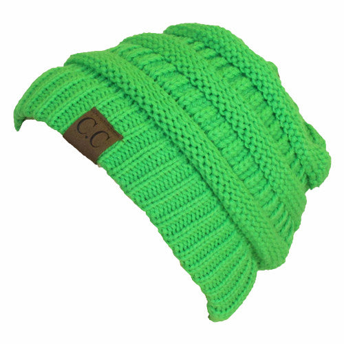 Bonnet CC Beanie – Crème Ivoire Et Multicolore – Tricoté Cable – Taille Unique – Occasion