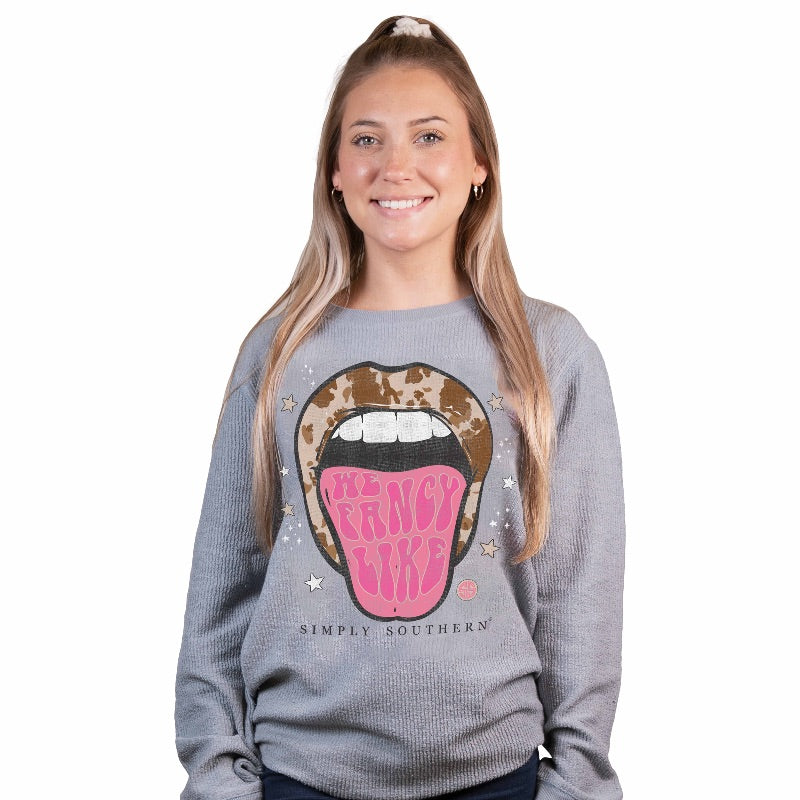 SALE Simply Southern Cow Lips Long Sleeve Crew Sweatshirt