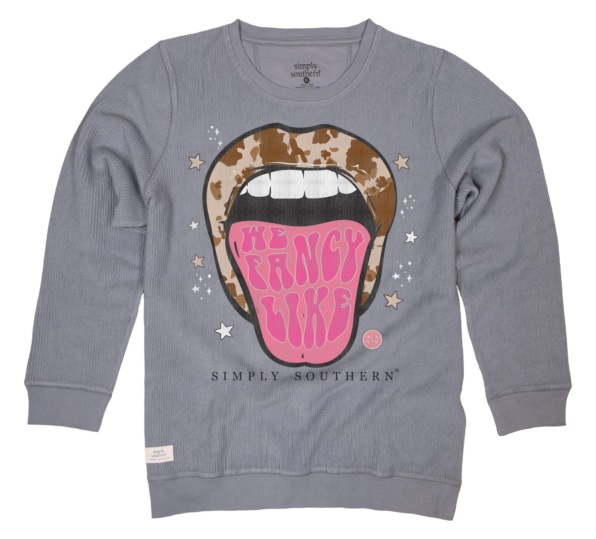 SALE Simply Southern Cow Lips Long Sleeve Crew Sweatshirt