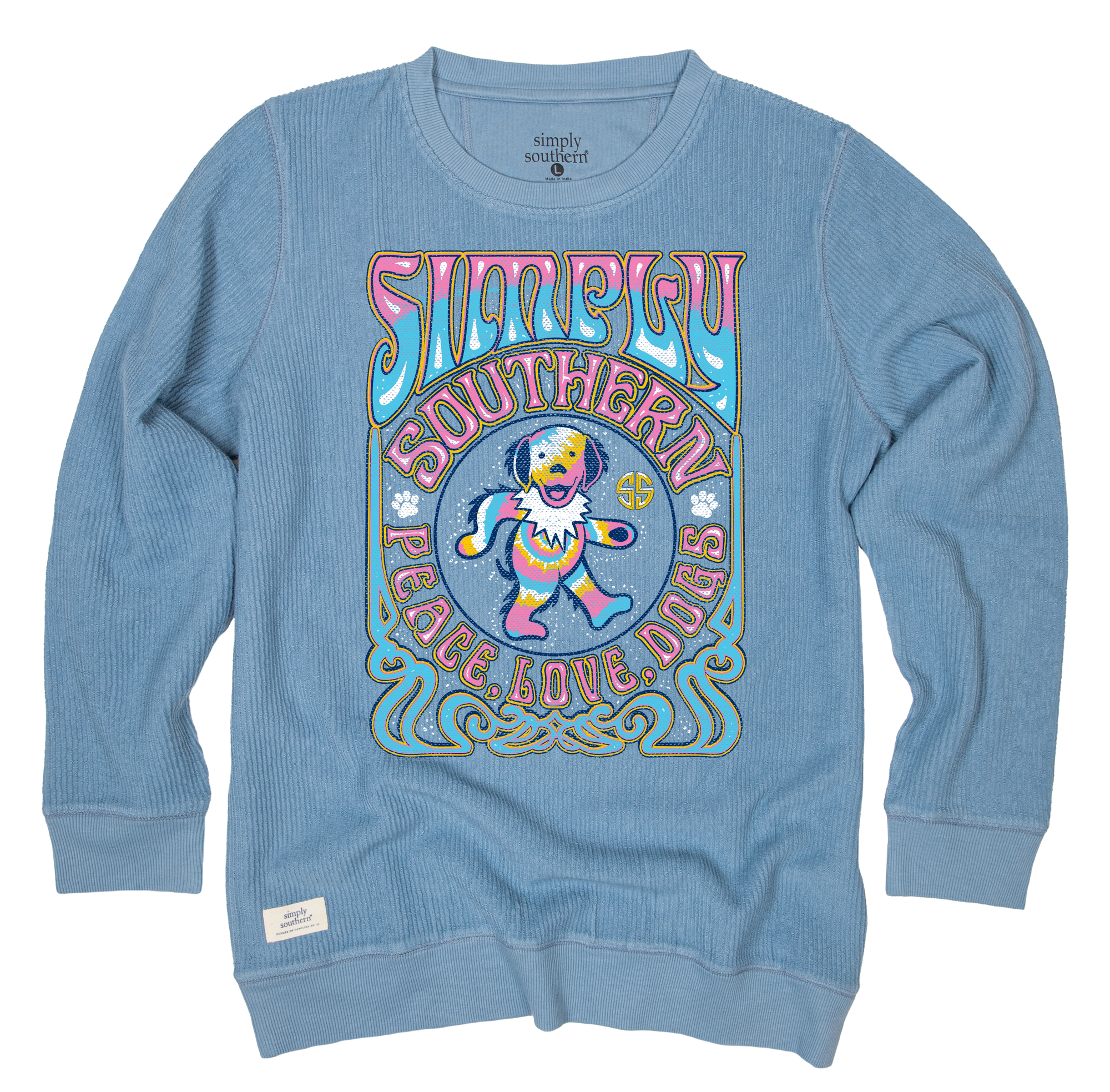 SALE Simply Southern Peace Love Dog Long Sleeve Crew Sweatshirt