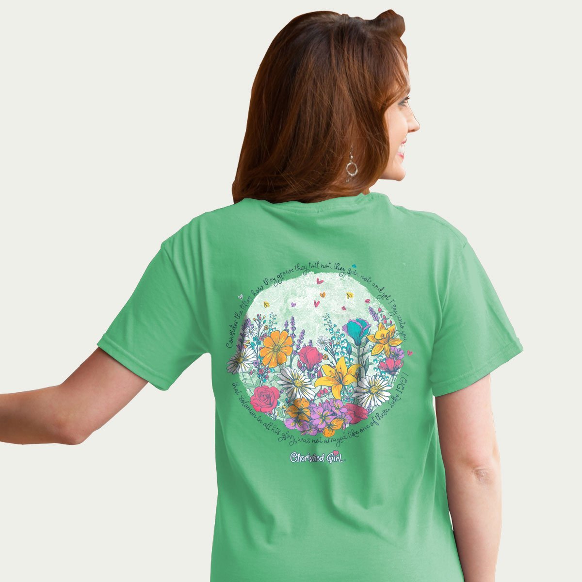Cherished Girl Consider the Lillies Girlie Christian Bright T Shirt