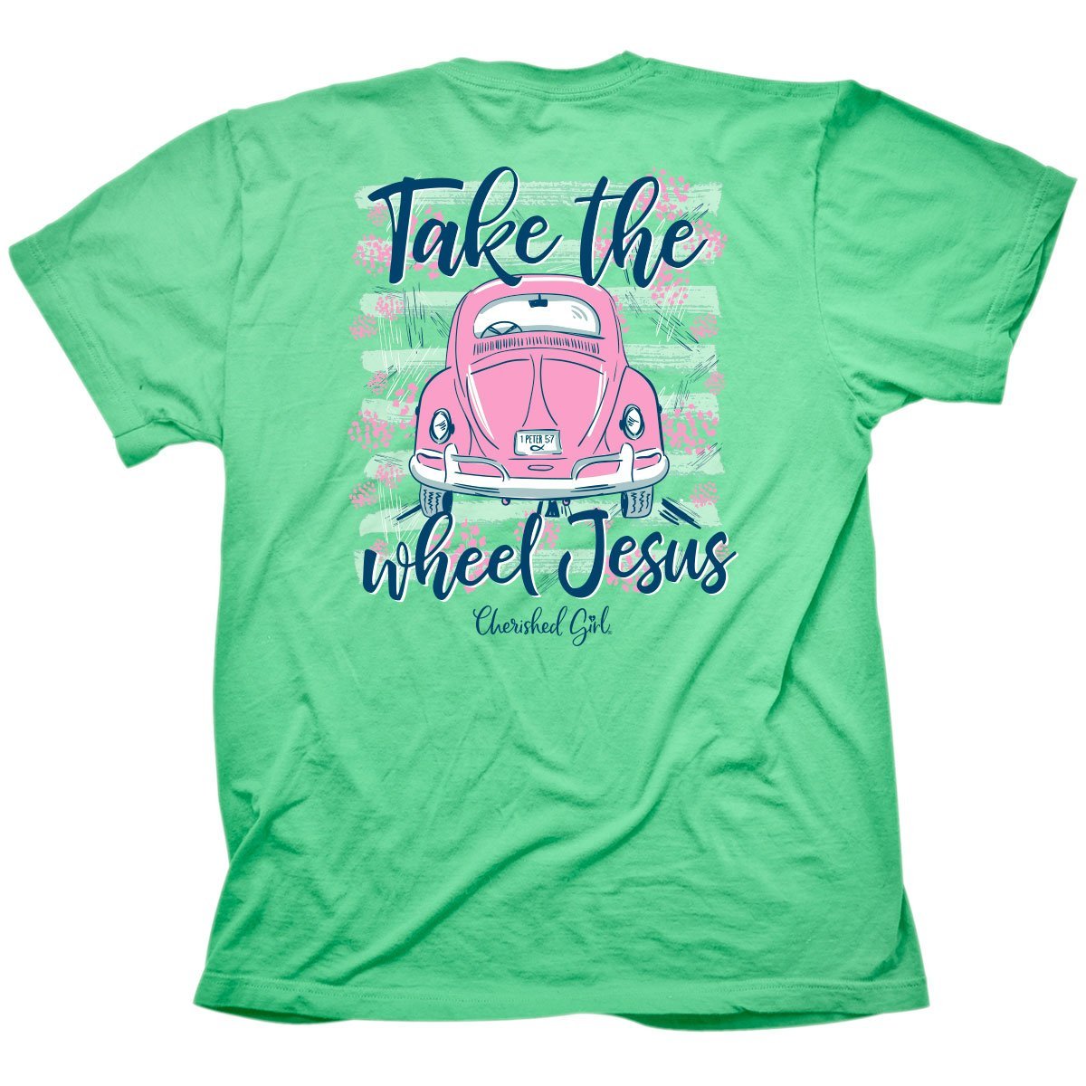 Cherished Girl Take the Wheel Jesus Bug Girlie Christian Bright T Shirt