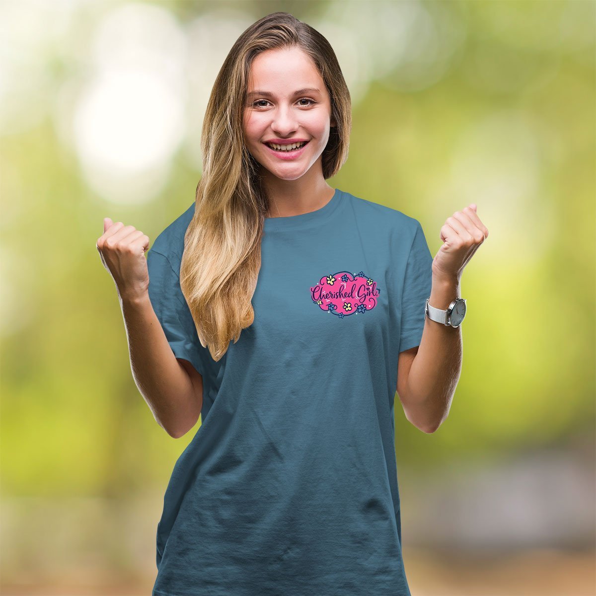 Cherished Girl Sow Kindness Reap Joy Tractor Girlie Christian Bright T Shirt