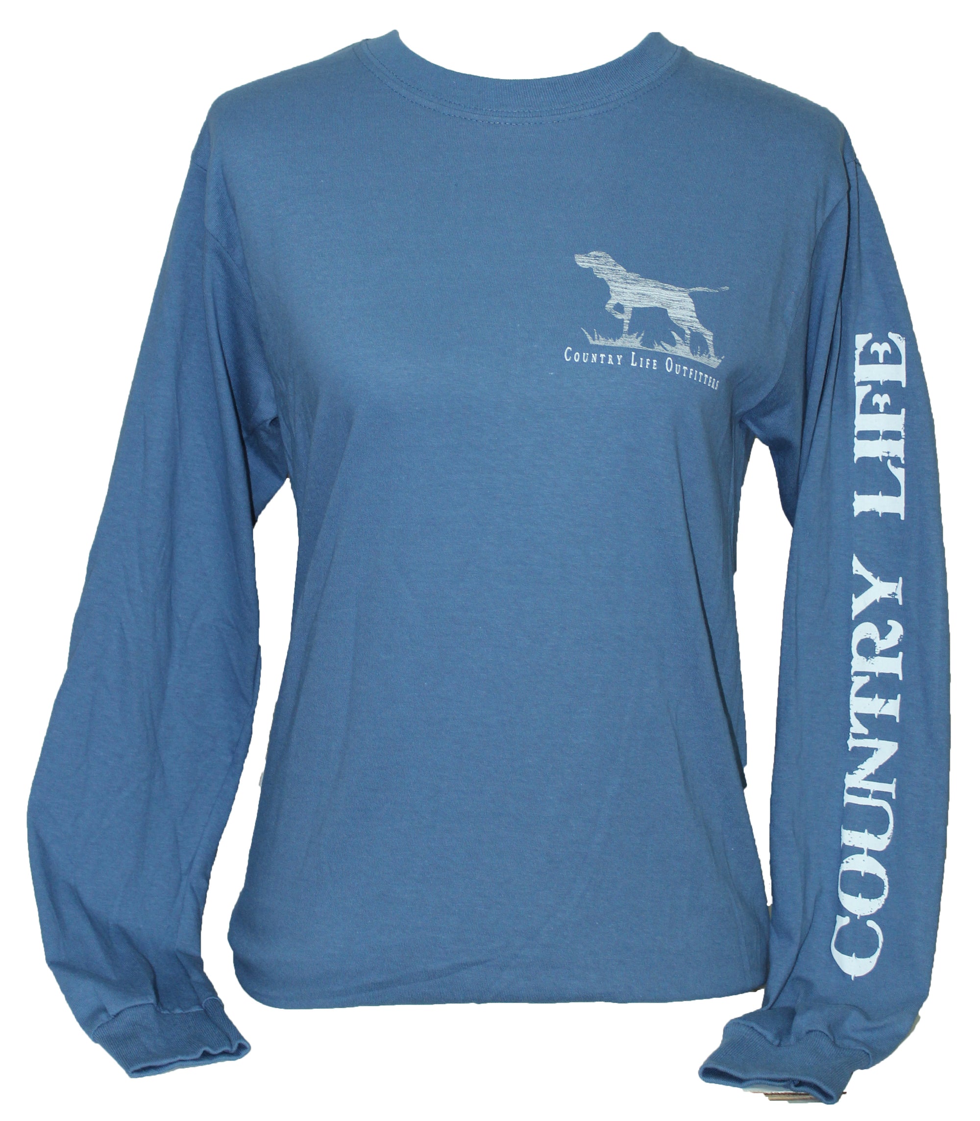 SALE Country Life Outfitters Vintage USA Flag Dog Unisex Long Sleeve T-Shirt