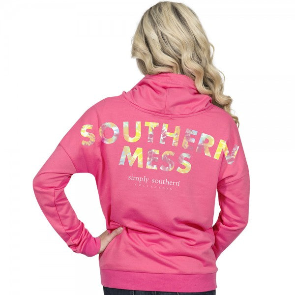 SALE Simply Southern Preppy Southern Mess Cowl Neck Pullover Hoodie T-Shirt