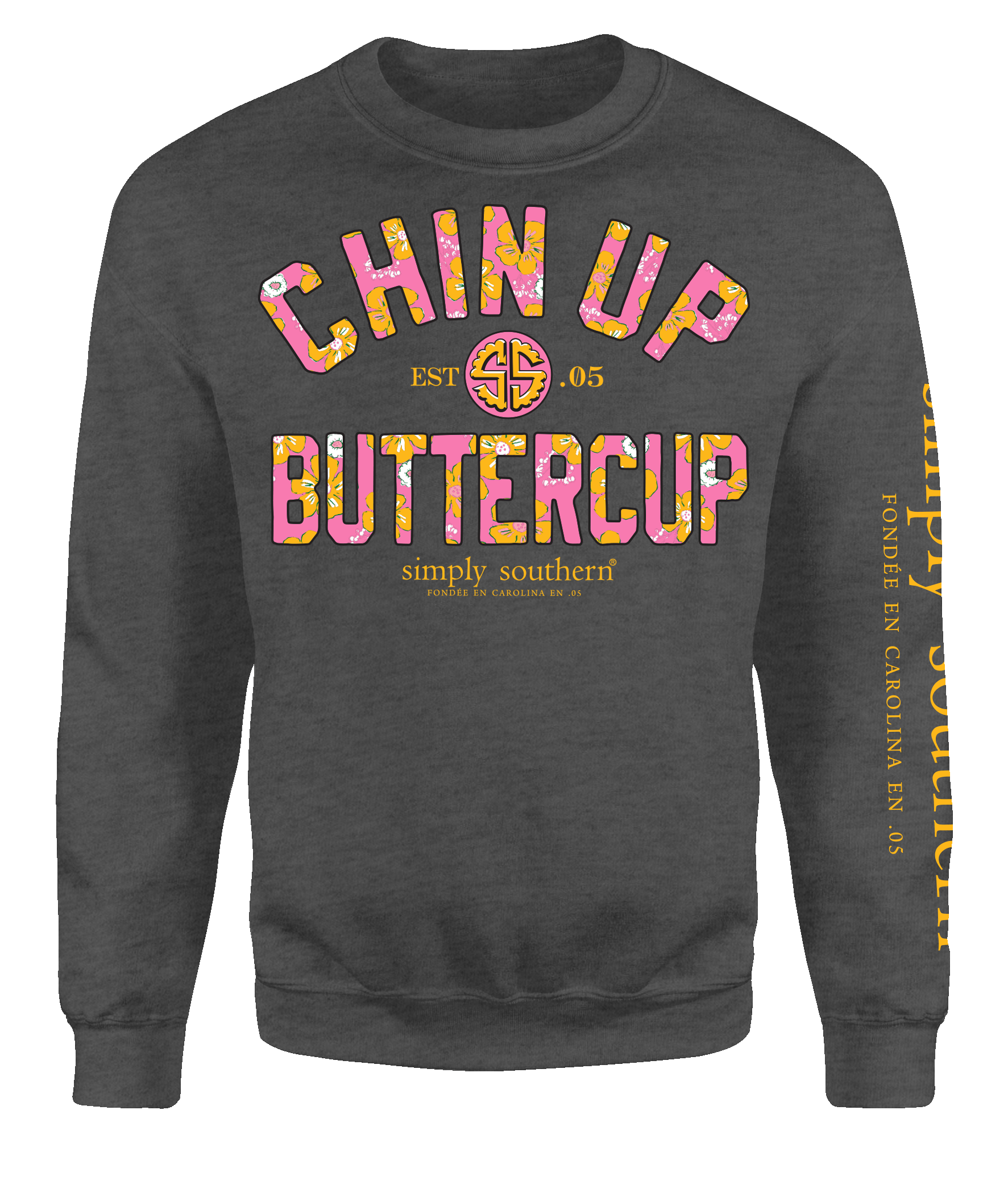 SALE Simply Southern Chin Up Buttercup Long Sleeve Crew Sweatshirt