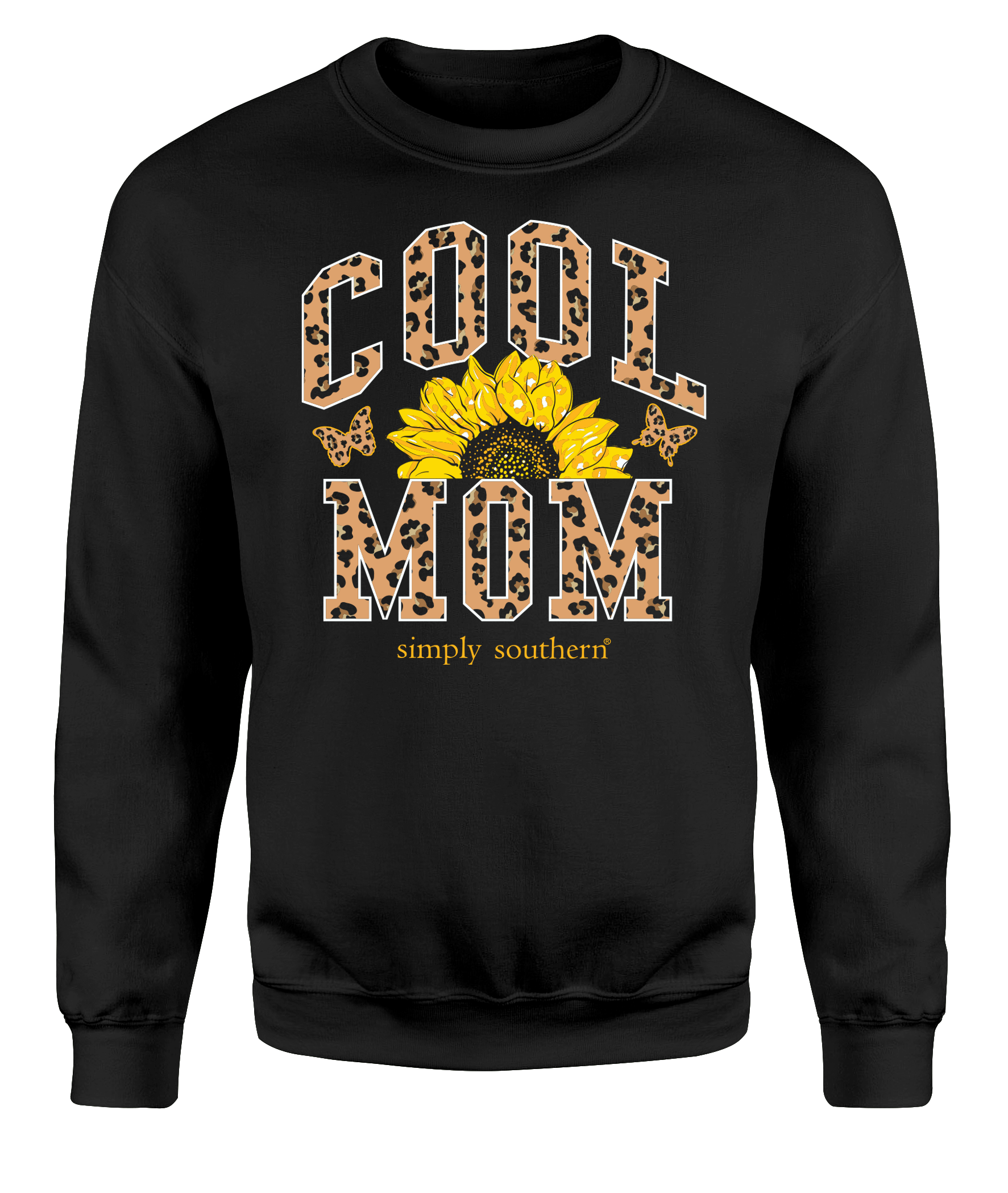 Simply Southern Leopard Cool Mom Long Sleeve Crew Sweatshirt