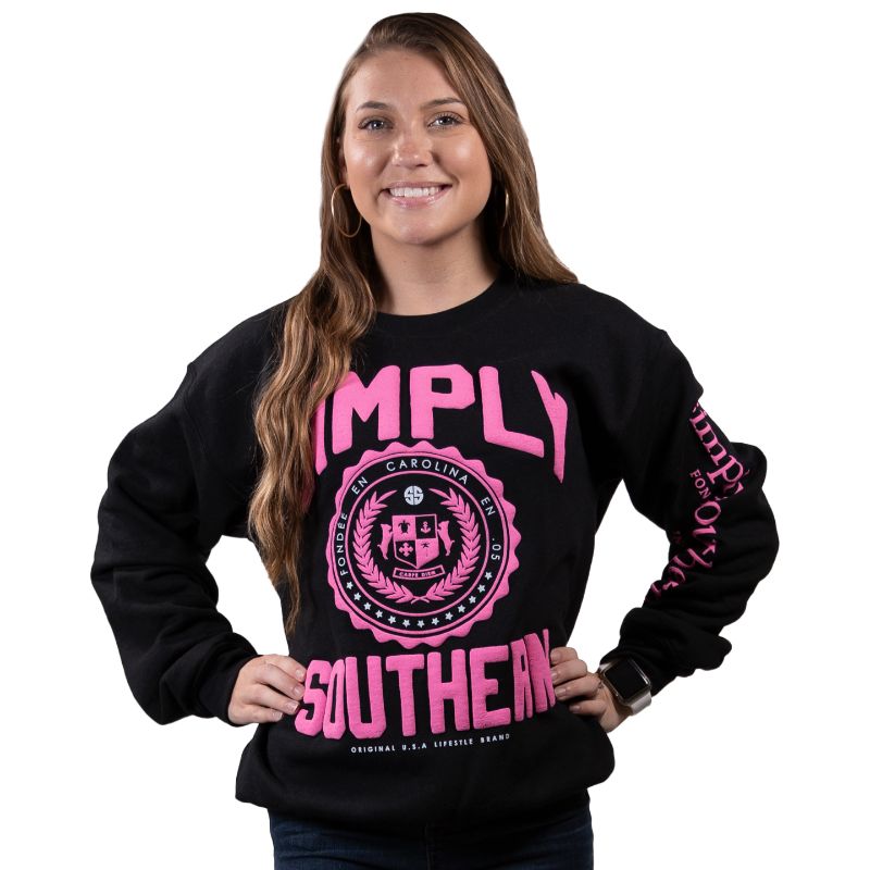 SALE Simply Southern Crest Logo Long Sleeve Crew Sweatshirt
