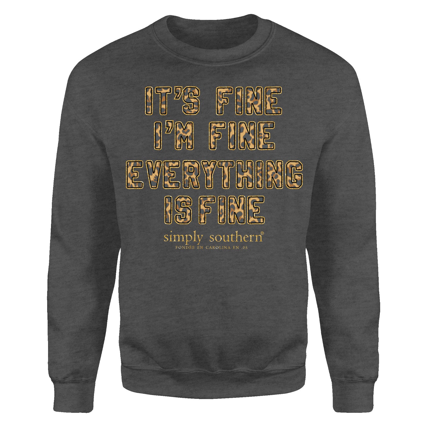 SALE Simply Southern Leopard Everything Is Fine Long Sleeve Crew Sweatshirt