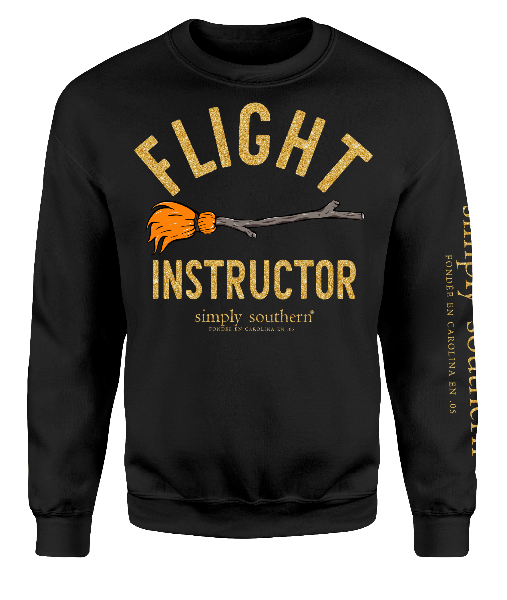 Simply Southern Flight Instructor Broom Long Sleeve Crew Sweatshirt