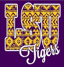 Southern Couture LSU Tigers  Louisiana State University Aztec Tribal Girlie Bright Tank Top - SimplyCuteTees