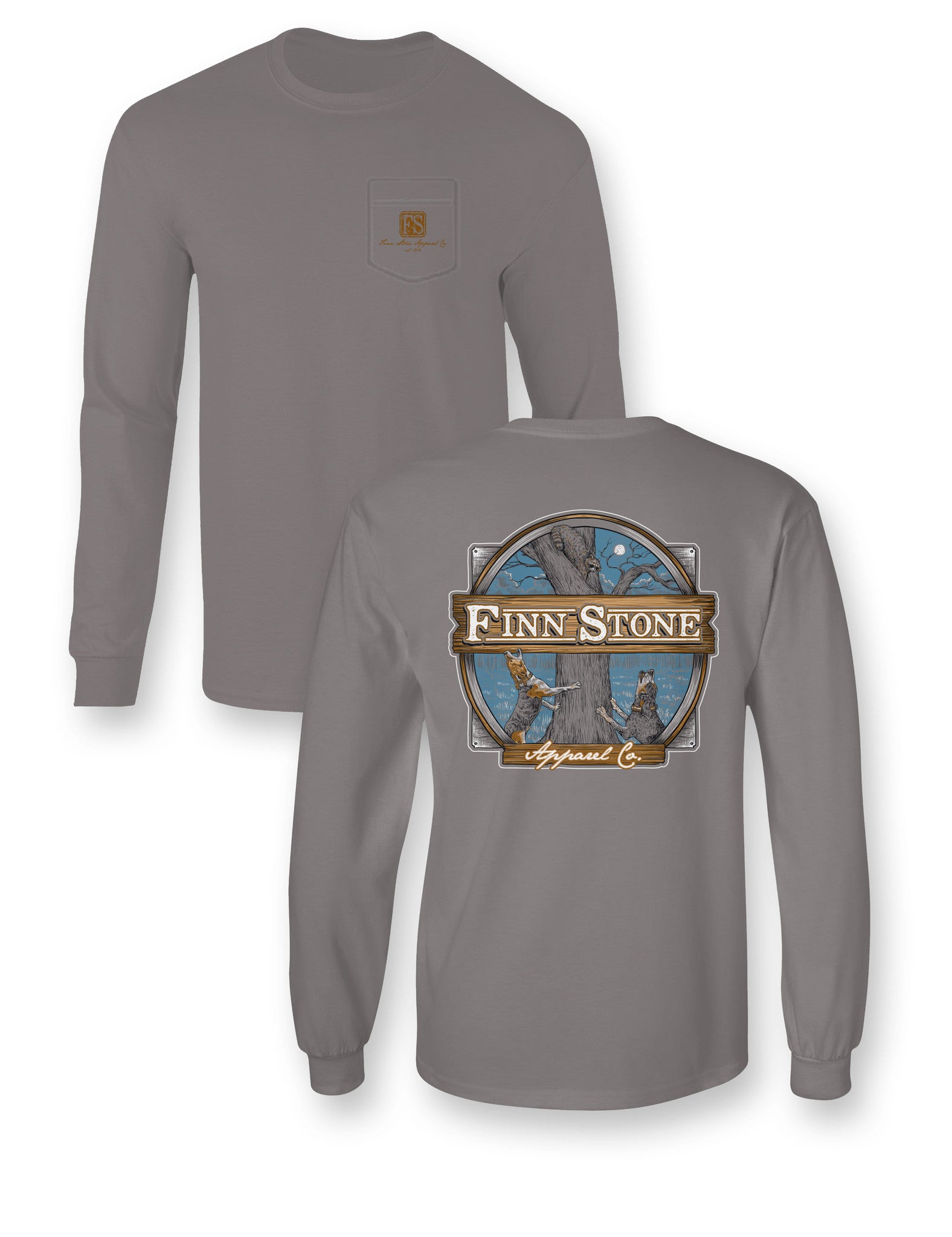 SALE Finn Stone Apparel Coon Dog Comfort Colors Unisex Frass Bright Long Sleeve T Shirt
