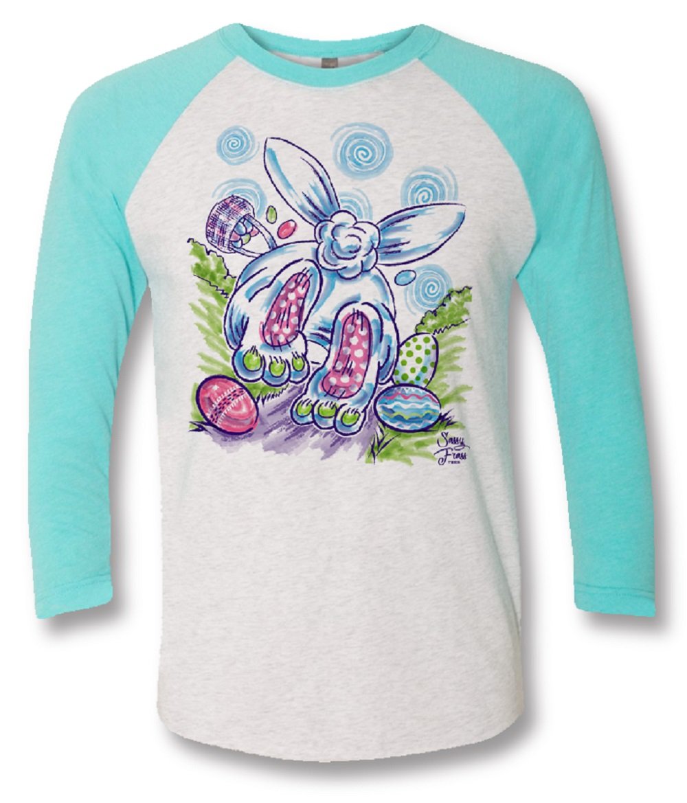 Sassy Frass Cottontail Easter Bunny Bright Raglan Girlie T Shirt