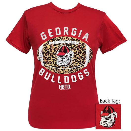 Georgia Bulldogs Leopard Football T-Shirt